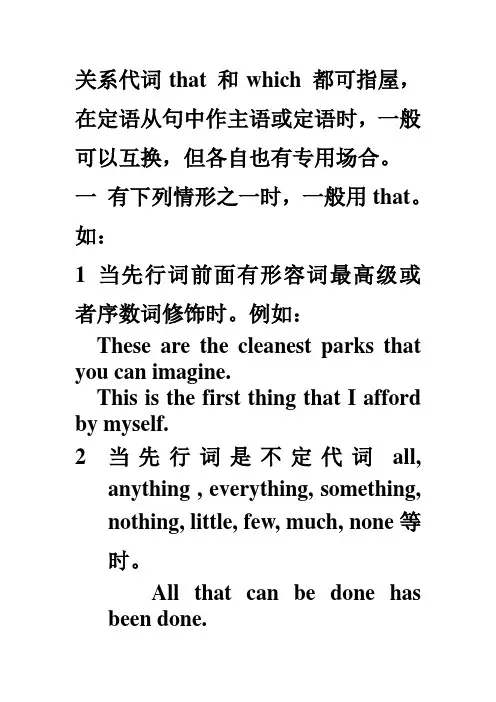 关系代词的 that, which的专用场合
