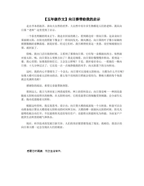 【五年级作文】向日葵带给我的启示