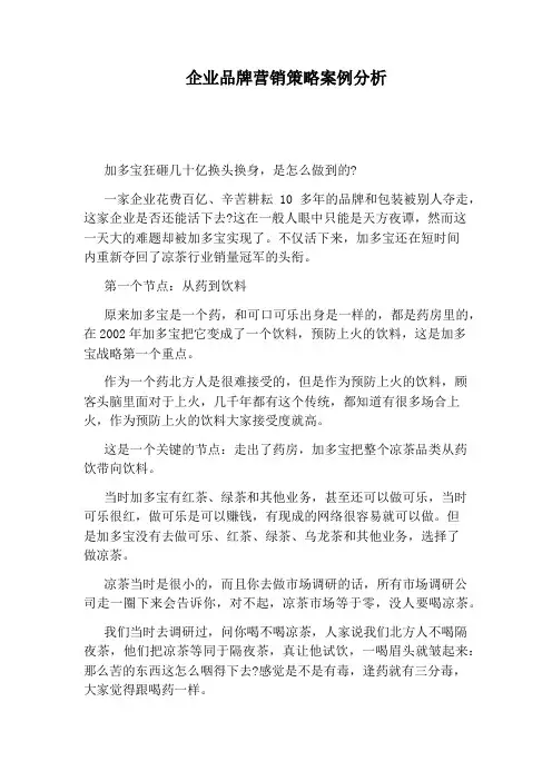 企业品牌营销策略案例分析