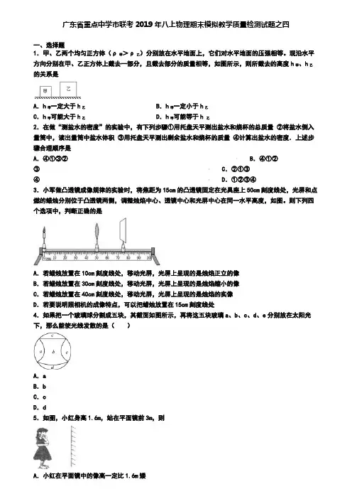 广东省重点中学市联考2019年八上物理期末模拟教学质量检测试题之四