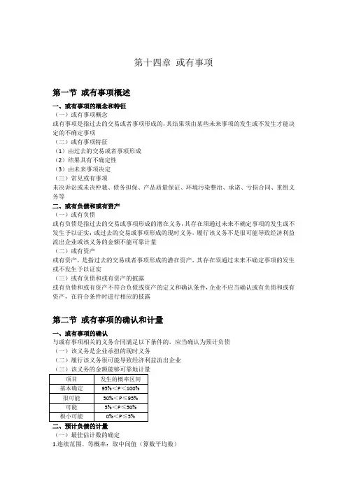 注册会计师考试《会计》第十四章重点