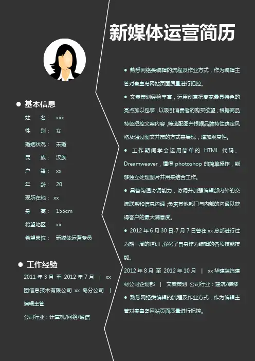 新媒体运营简历模板