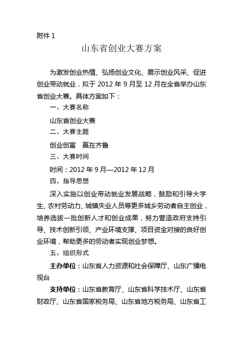山东省创业大赛方案