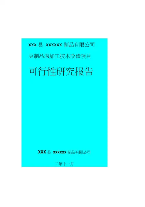 豆制品加工可研报告