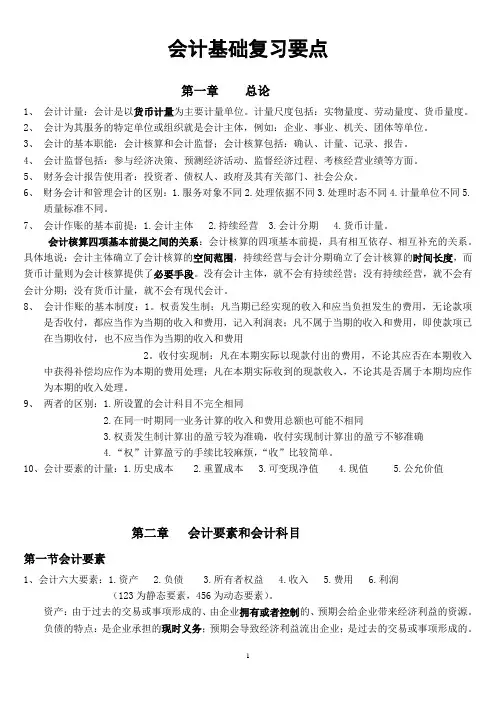 2012会计从业资格证复习资料