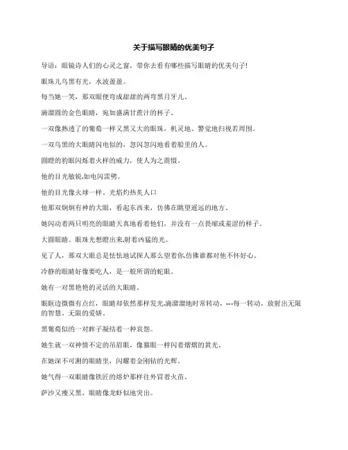 关于描写眼睛的优美句子