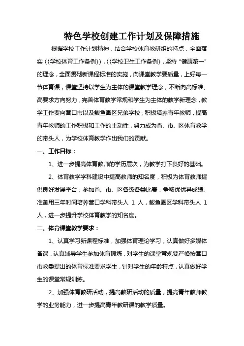 特色学校创建工作计划及保障措施