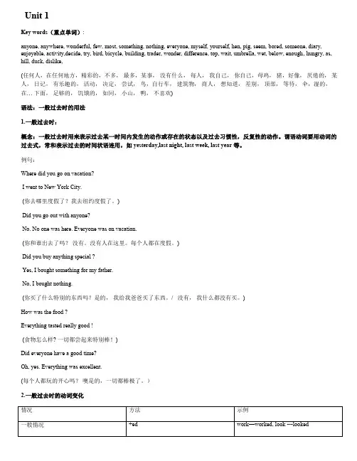 人教版八年级上册英语Unit 1 知识点语法点及课后习题