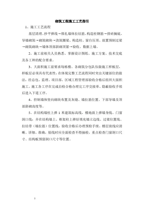 砌体工程工艺流程