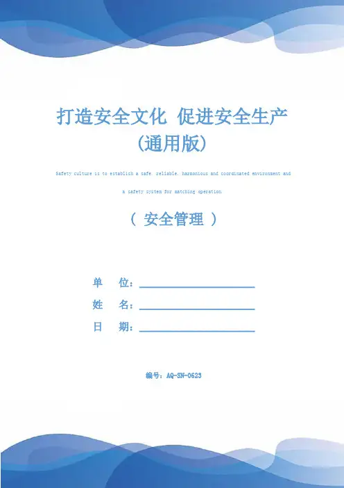 打造安全文化 促进安全生产(通用版)