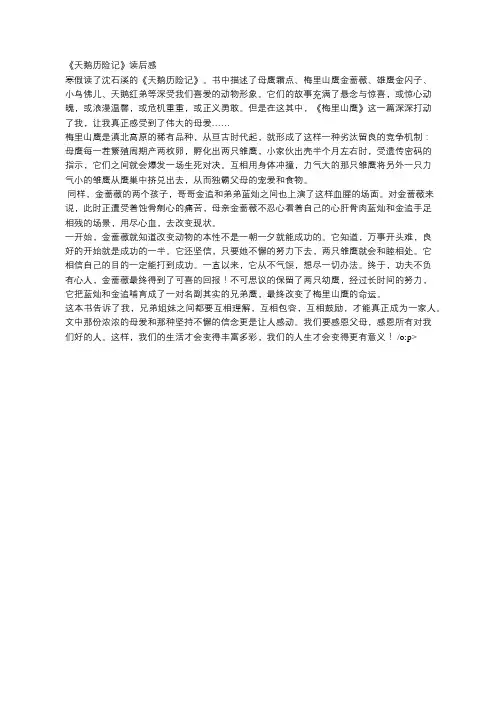 《天鹅历险记》读后感 2