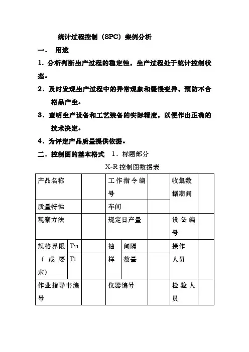 统计过程控制(SPC)案例分析报告