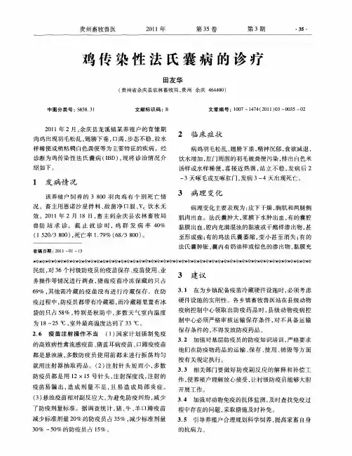 鸡传染性法氏囊病的诊疗