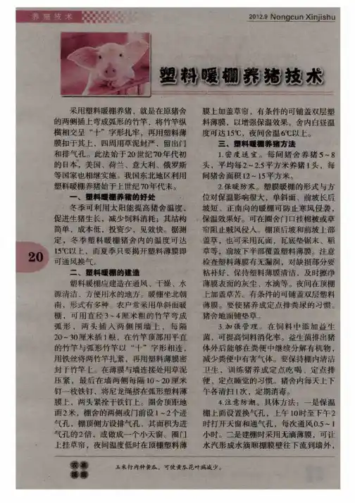 塑料暖棚养猪技术