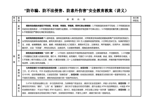 “防诈骗、防不法侵害、防意外伤害”安全教育教案(讲义)