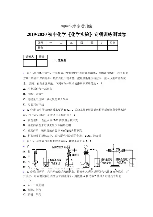 (中考)《化学实验》专项训练模拟测试(含答案)  (445)
