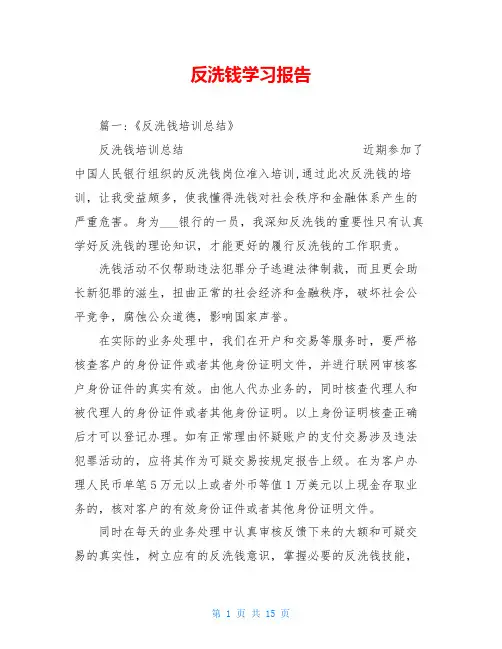 反洗钱学习报告