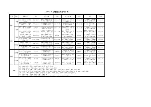 小学生在家体育锻炼活动方案