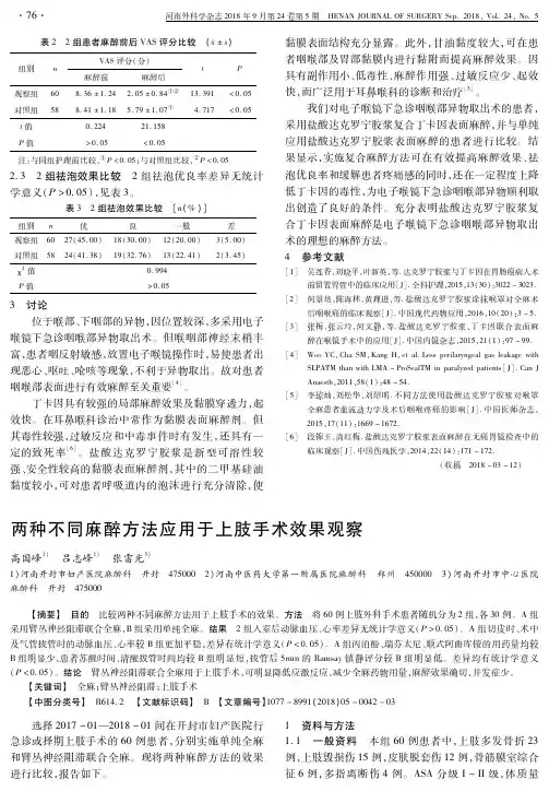 两种不同麻醉方法应用于上肢手术效果观察
