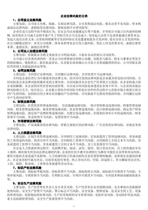 企业法律风险的分类