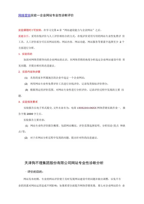 企业网站诊断分析报告