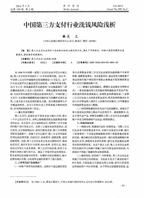 中国第三方支付行业洗钱风险浅析