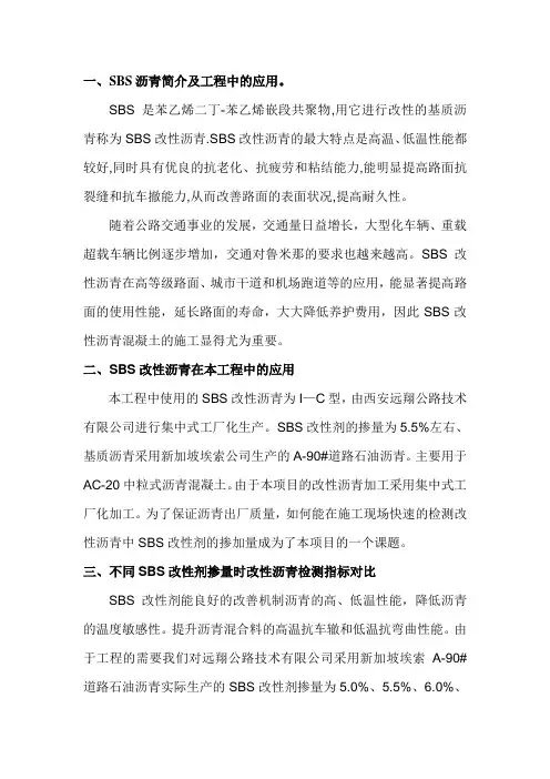 SBS沥青对比试验