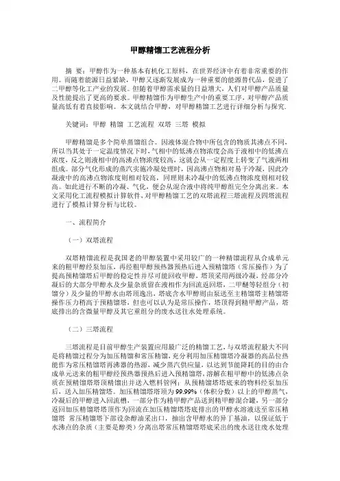 甲醇精馏工艺流程分析 2