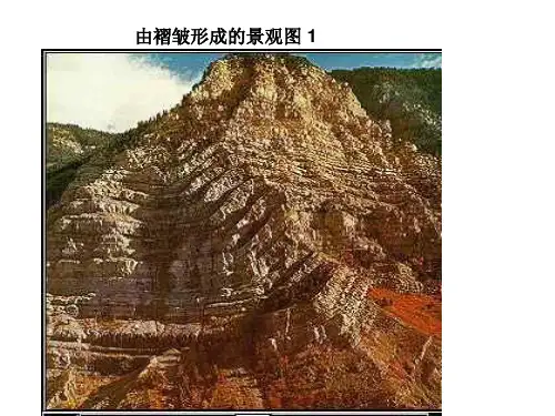 由褶皱形成的景观向斜构造和发育在向斜上的山地示意