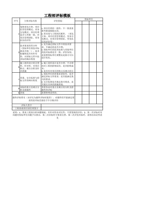 技术标评标报告模板