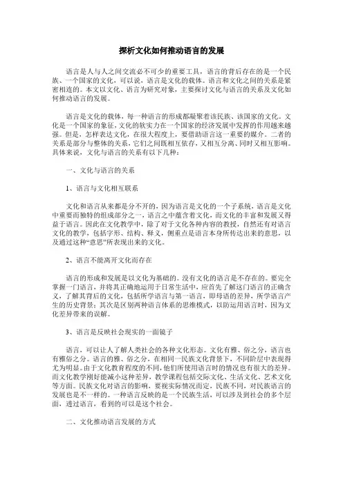 探析文化如何推动语言的发展