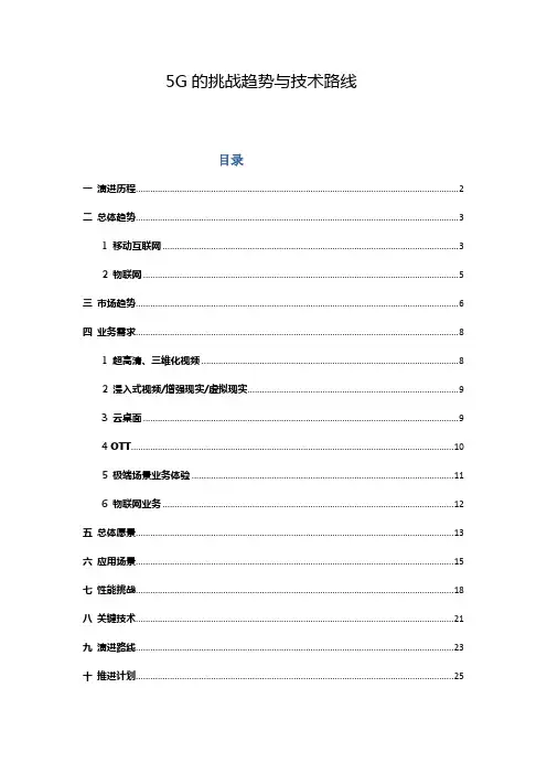 5G的挑战趋势与技术路线