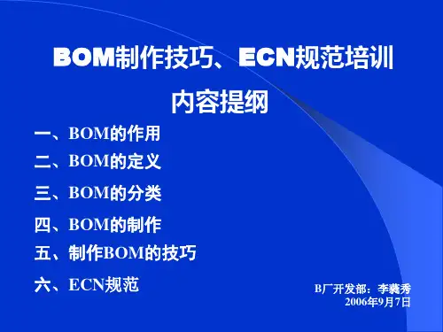 BOM制作技巧、ECN规范培训