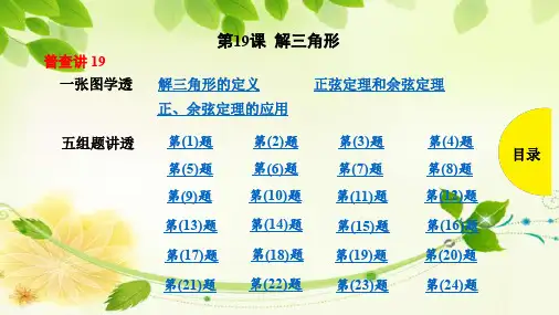 全国高2020届高2017级高三2019年12月高三数学二轮复习资料第19课解三角形