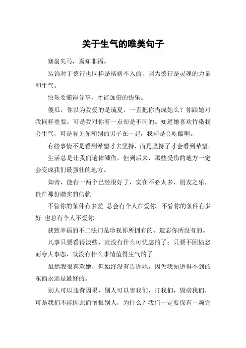 关于生气的唯美句子