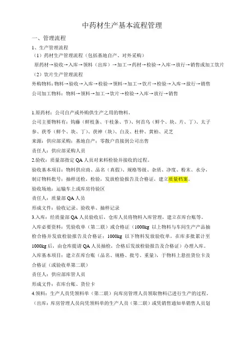 中药材生产流程管理