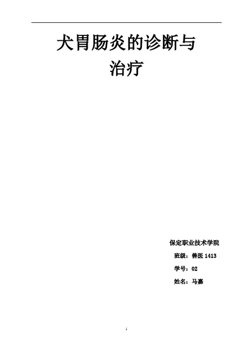 一例犬胃肠炎的诊断与治疗(1)