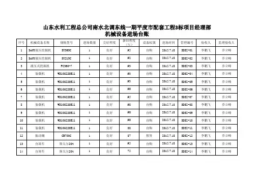 机械设备台账 2