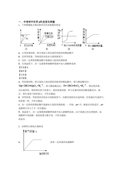 2020-2021备战中考化学pH的变化图像综合题汇编附详细答案