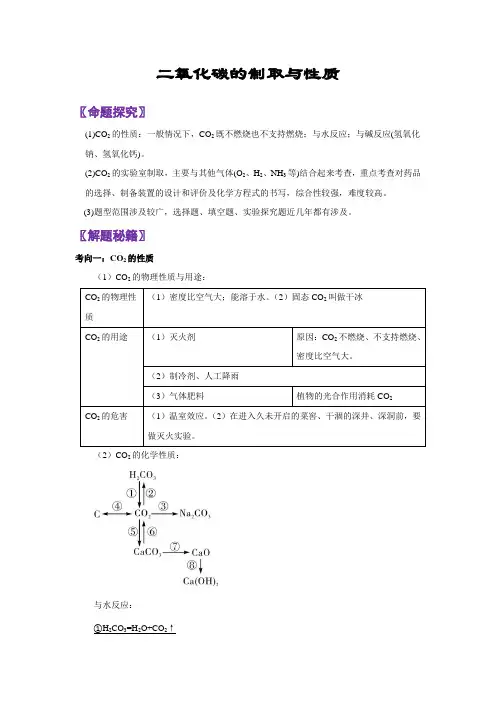 中考化学考点突破：二氧化碳的制取与性质