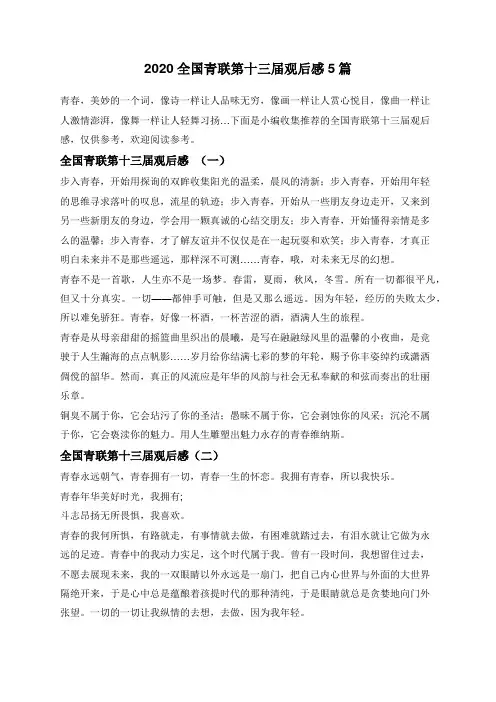 2020全国青联第十三届观后感5篇