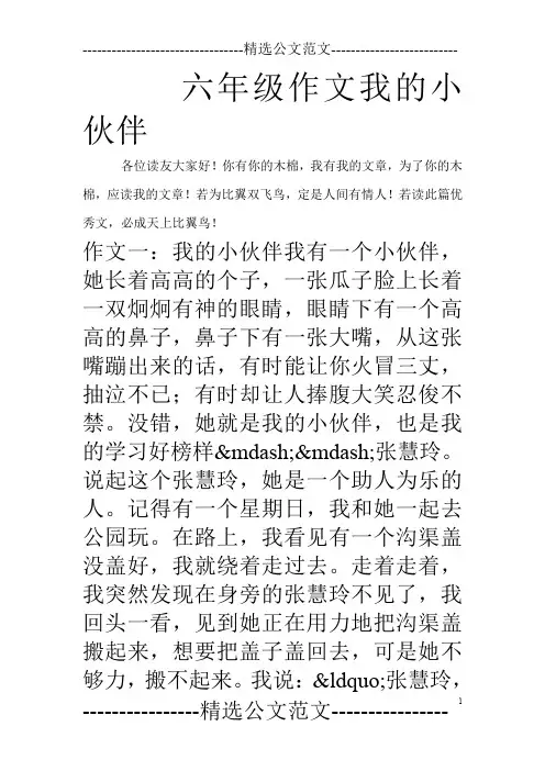 六年级作文我的小伙伴