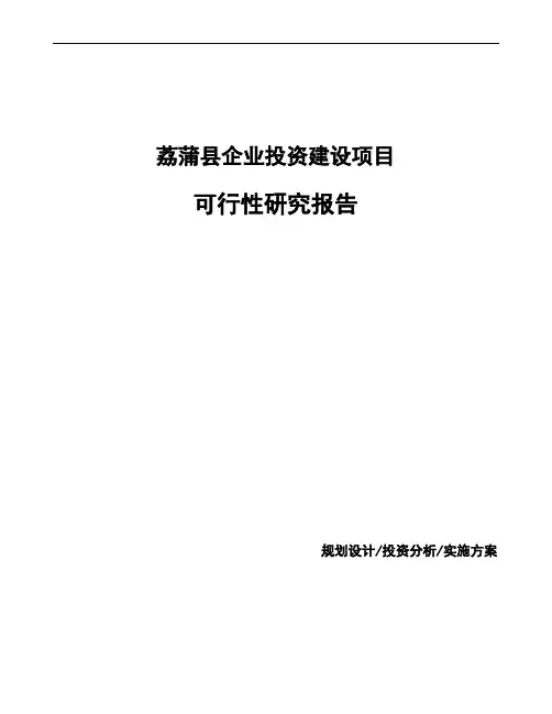 荔蒲县项目可行性研究报告参考模板