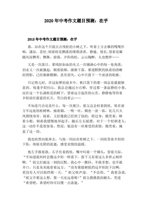 2020年中考作文题目预测：在乎
