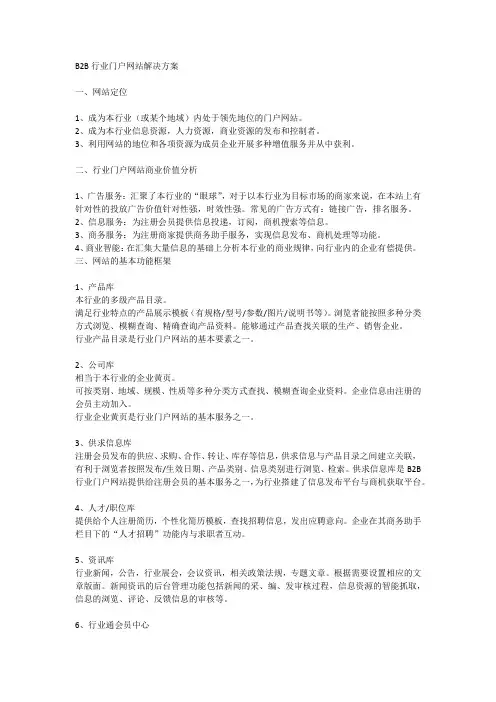 B2B行业门户网站解决方案