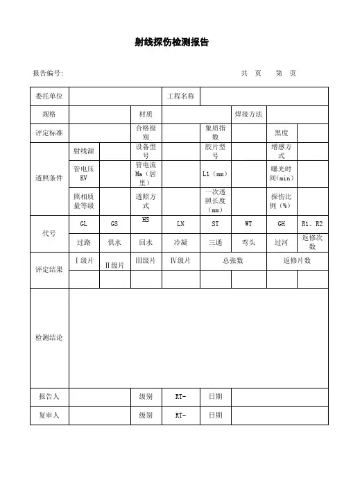 射线探伤检测报告