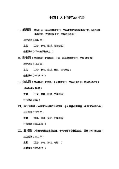 中国十大卫浴电商平台