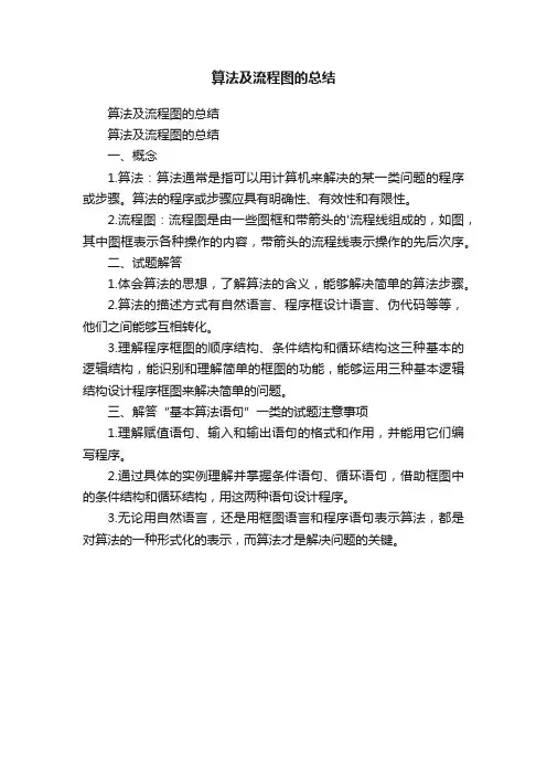 算法及流程图的总结