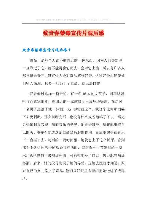 致青春禁毒宣传片观后感