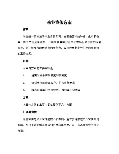 米业宣传方案